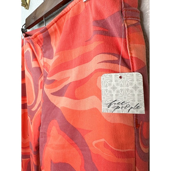 Free People Red Penny Pull-on Printed Flare Jeans - Picture 4 of 4